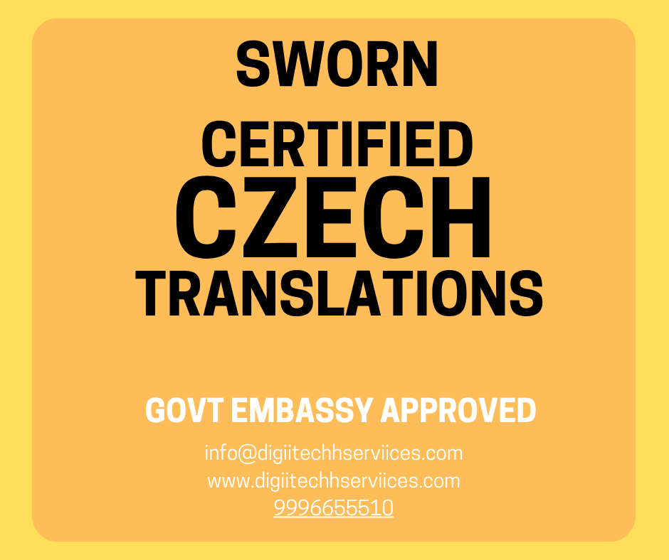 Sworn czech translation, embassy certified Czech sworn
